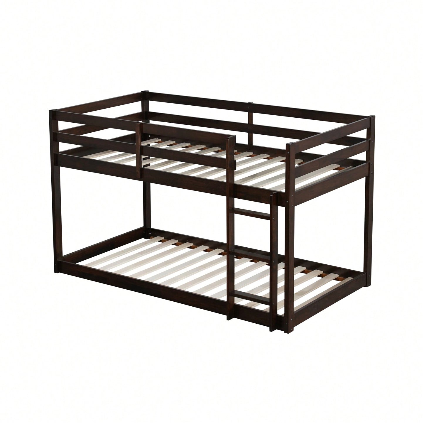 Solid Wood Twin Over Twin Loft Bed With Ladder And Reinforced Slats Natural