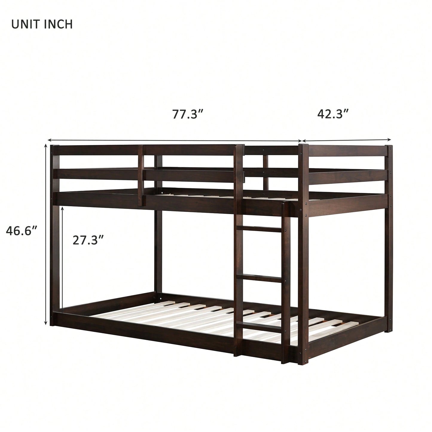 Solid Wood Twin Over Twin Loft Bed With Ladder And Reinforced Slats Natural