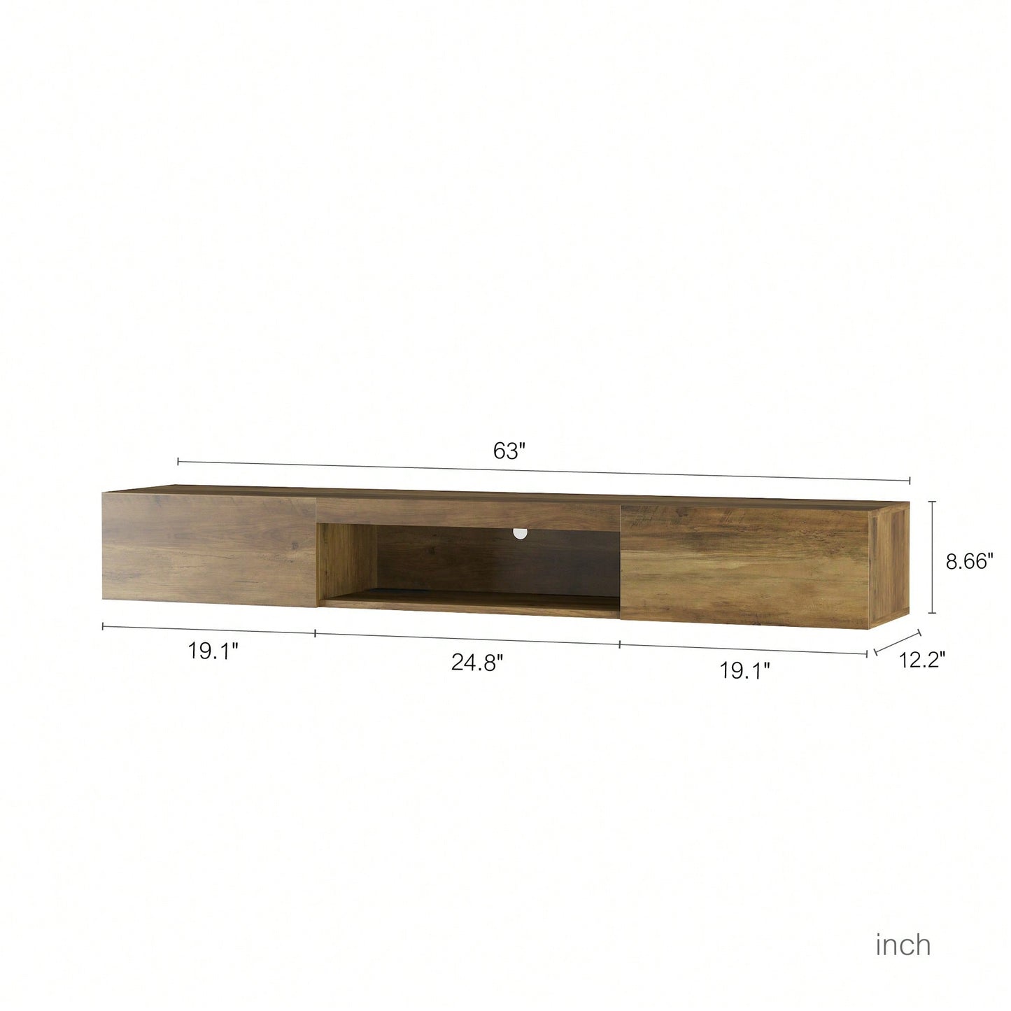 Modern Wall Mounted Floating TV Stand With LED Lights And Power Outlet For 65 Inch TVs - Brown