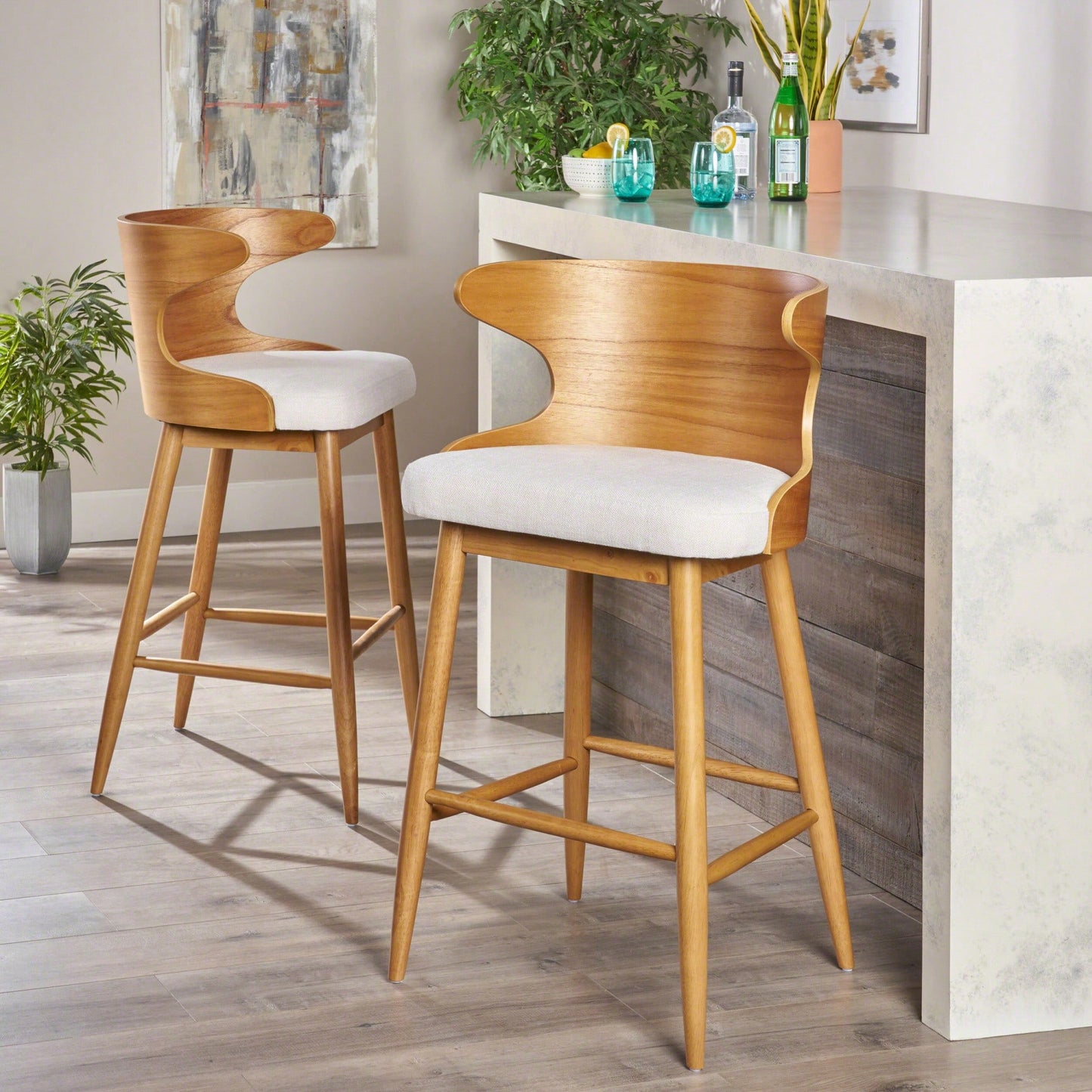 Set Of 2 Stylish Modern Bar Chair For Kitchen Or Home Bar Seating