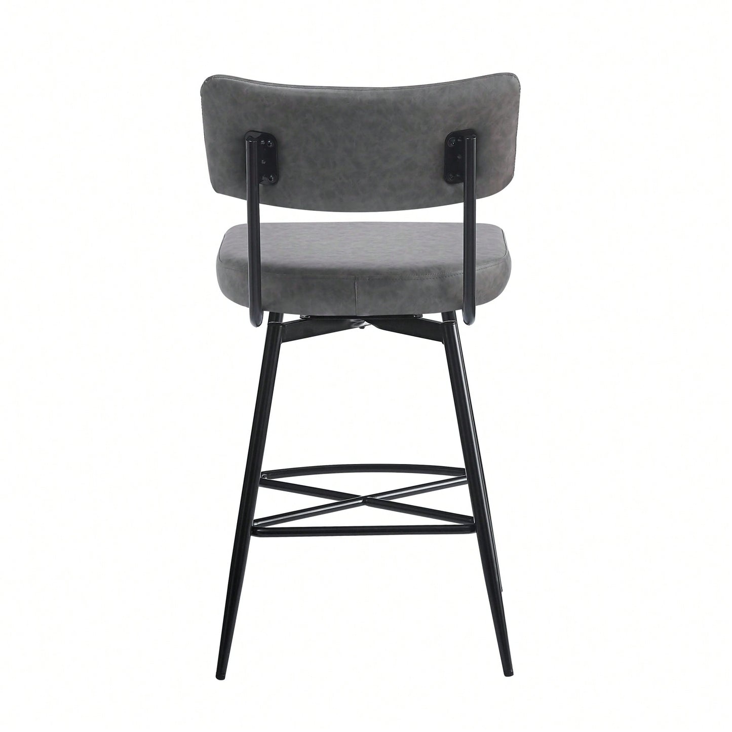 Set Of 2 Retro Swivel Counter Stools In Grey With Iron Frame PU Sponge Cushion And Footrest Ideal For Kitchen Dining Room And Bedroom
