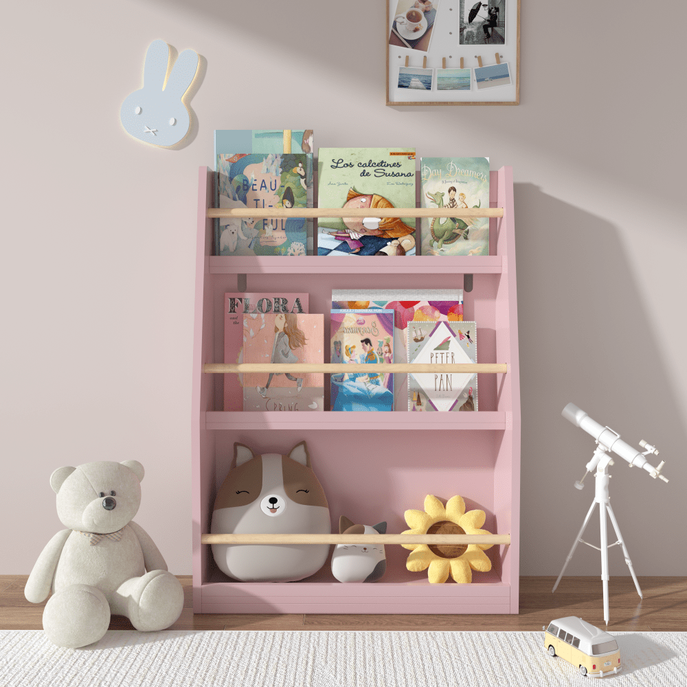 3 Tier Pink Kids Book Shelf For Organized Bedrooms Playrooms And Classrooms