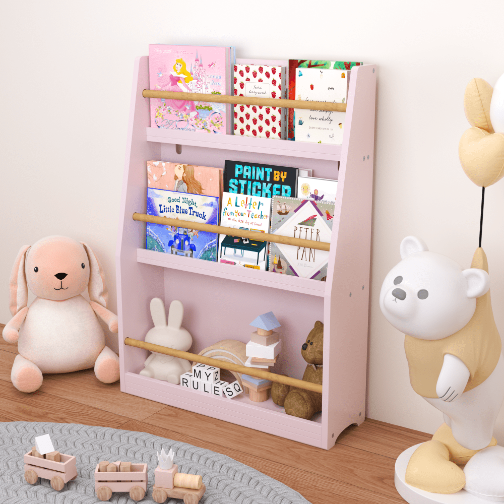 3 Tier Pink Kids Book Shelf For Organized Bedrooms Playrooms And Classrooms