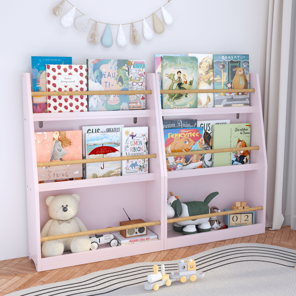 3 Tier Pink Kids Book Shelf For Organized Bedrooms Playrooms And Classrooms