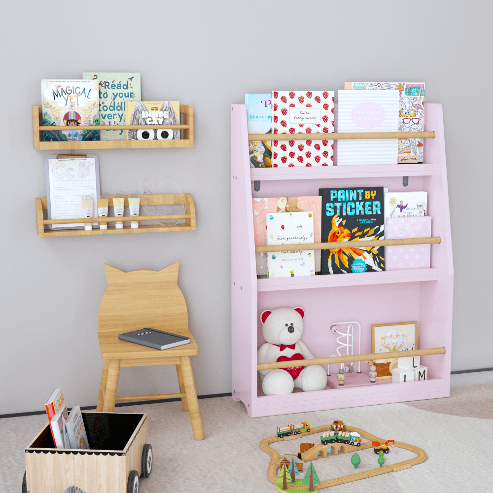 3 Tier Pink Kids Book Shelf For Organized Bedrooms Playrooms And Classrooms
