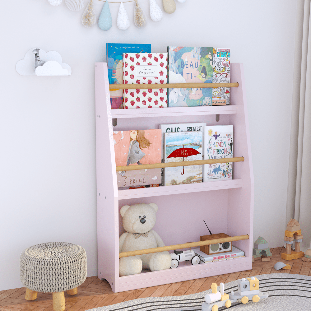 3 Tier Pink Kids Book Shelf For Organized Bedrooms Playrooms And Classrooms