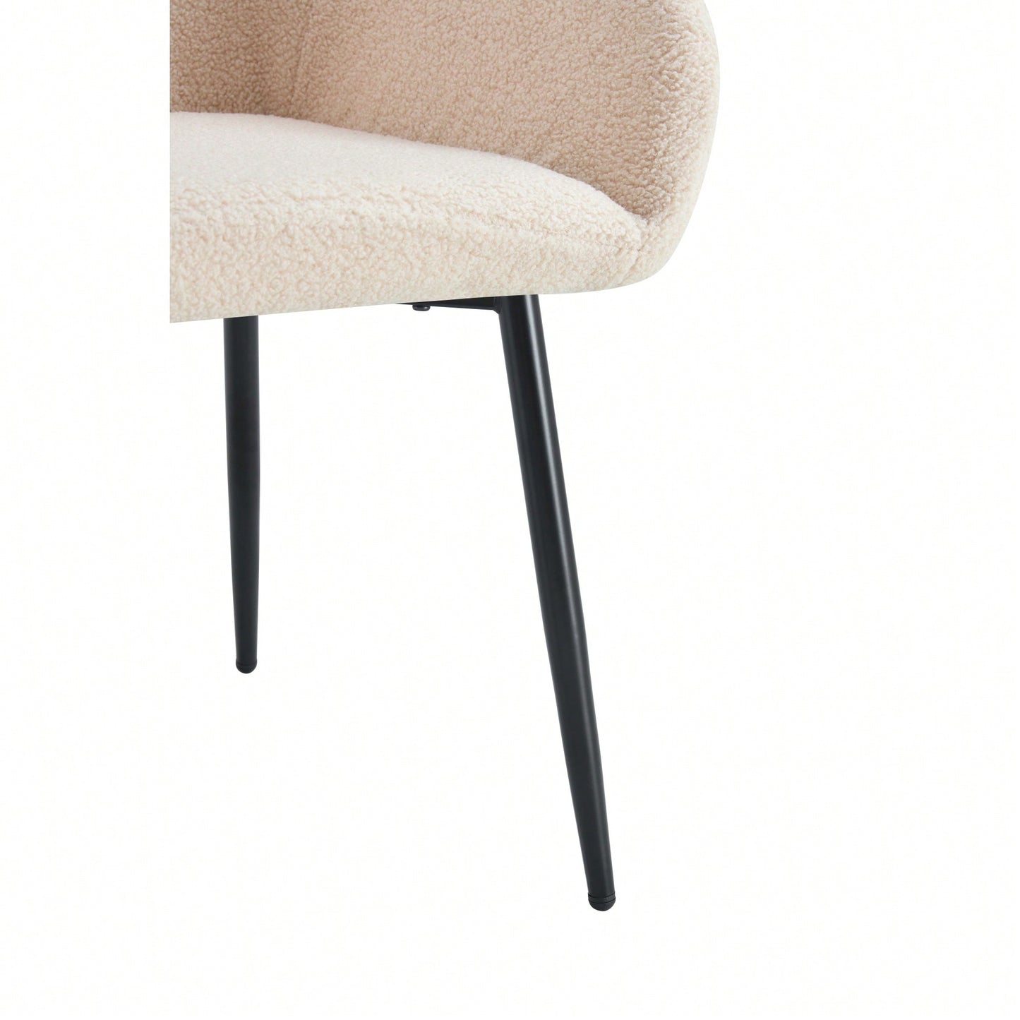 Teddy Fabric Accent Arm Chairs With Black Metal Legs Set Of 2 For Modern Living Room Dining Room Club Guest Seating Beige