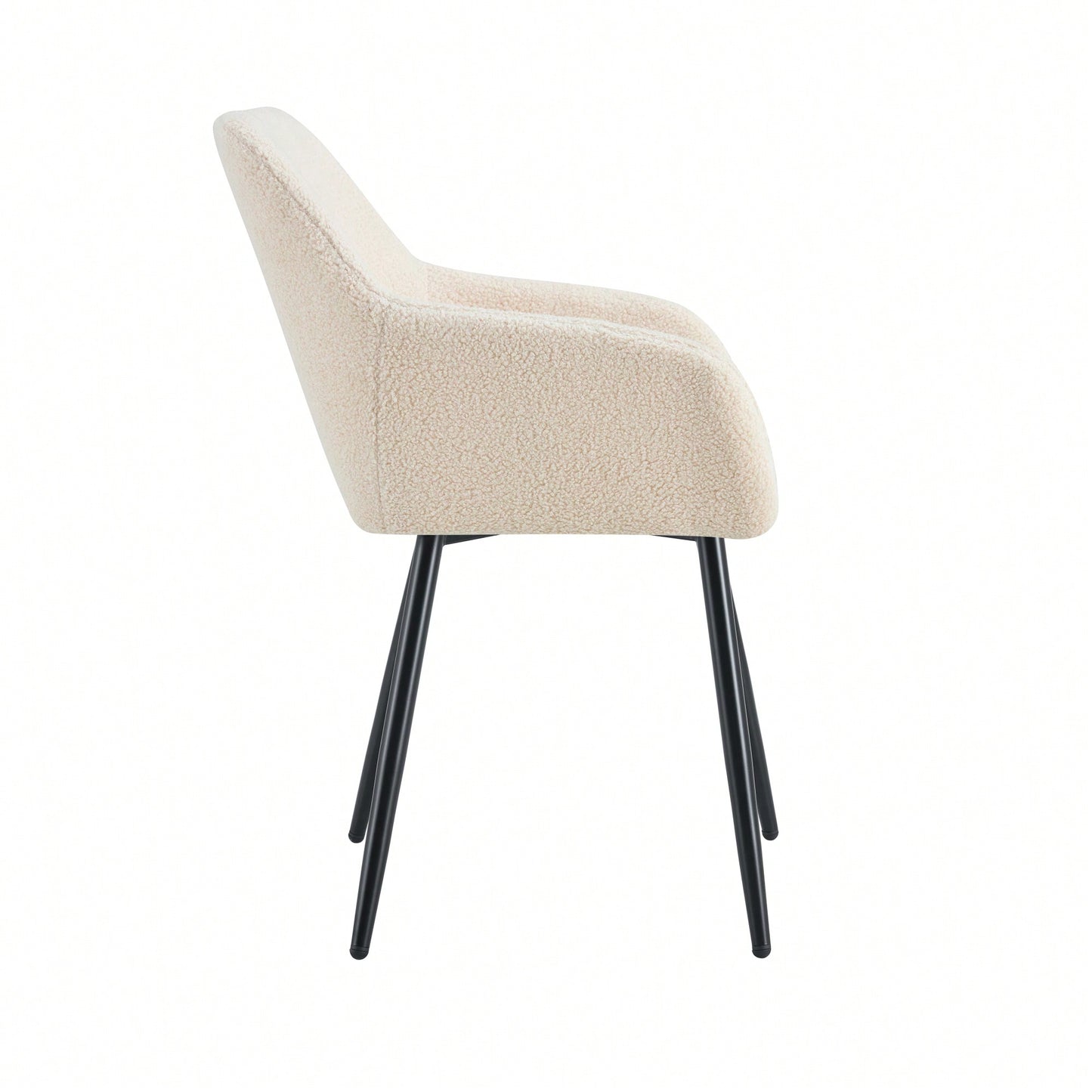 Teddy Fabric Accent Arm Chairs With Black Metal Legs Set Of 2 For Modern Living Room Dining Room Club Guest Seating Beige