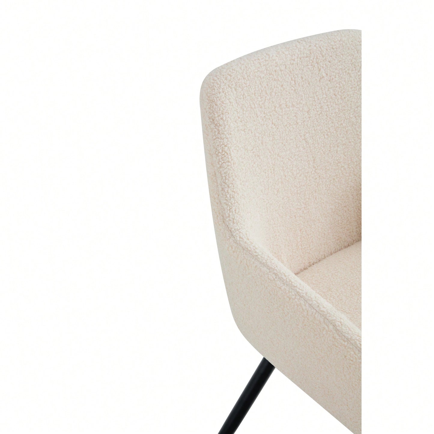 Teddy Fabric Accent Arm Chairs With Black Metal Legs Set Of 2 For Modern Living Room Dining Room Club Guest Seating Beige
