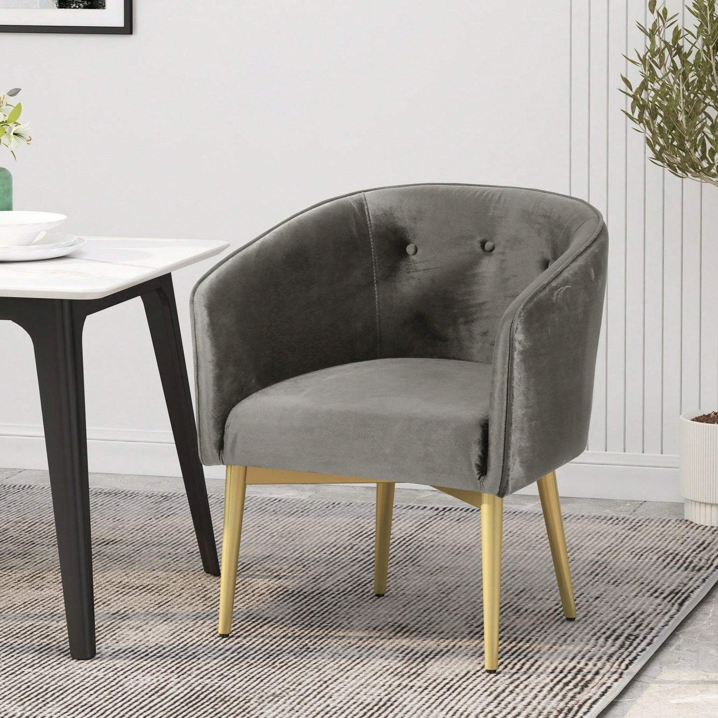 Elegant Upholstered Dining Arm Chair With Stylish Design And Comfortable Seating