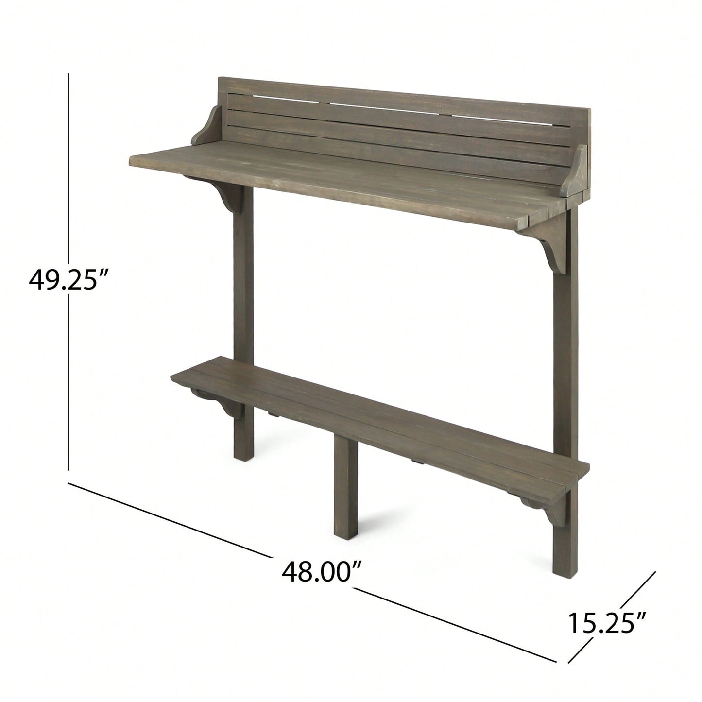 Outdoor Acacia Wood Balcony Bar Table Ideal For Patio And Garden Use Gray Finished