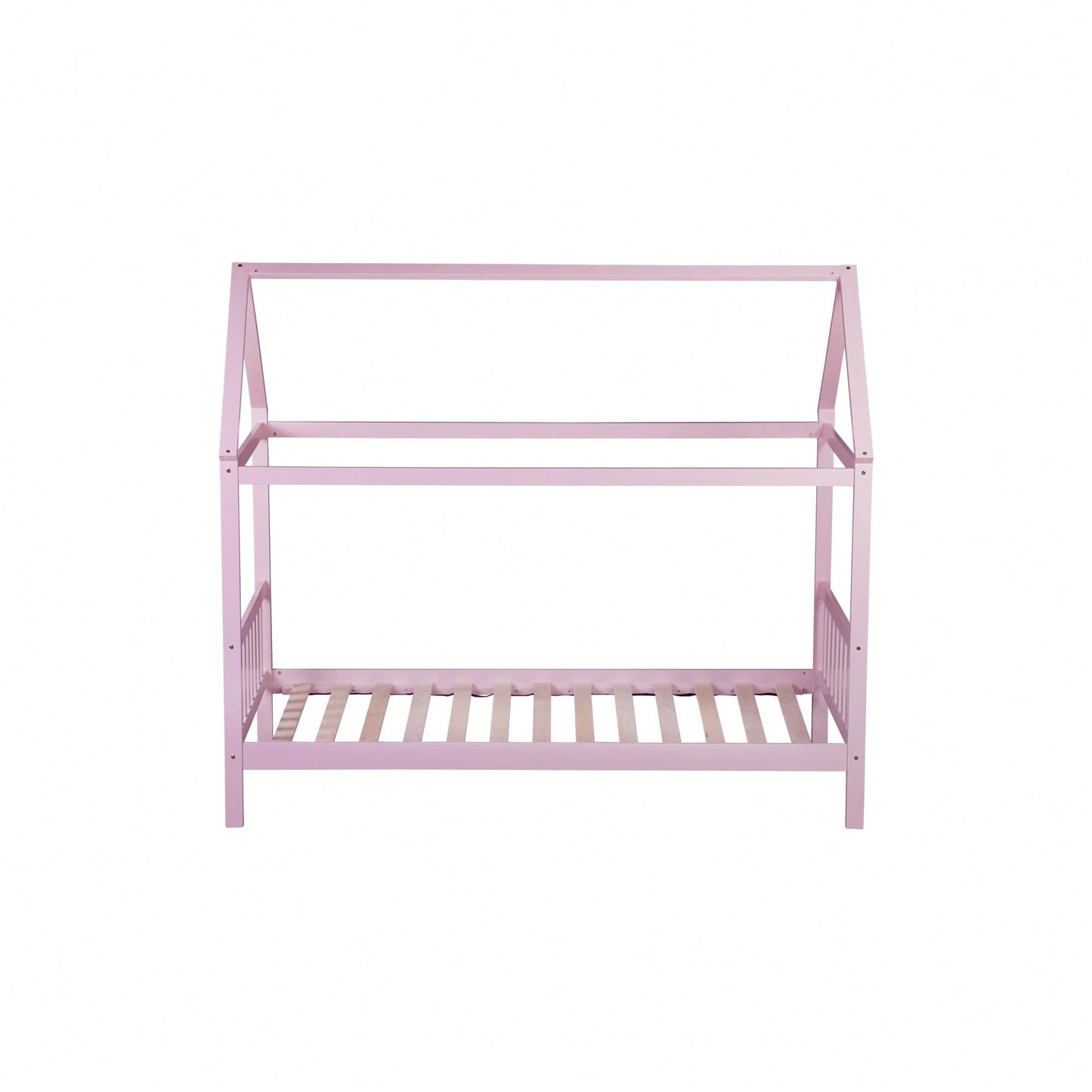 Twin House Bed With Headboard And Footboard In White Rubber Wood Frame
