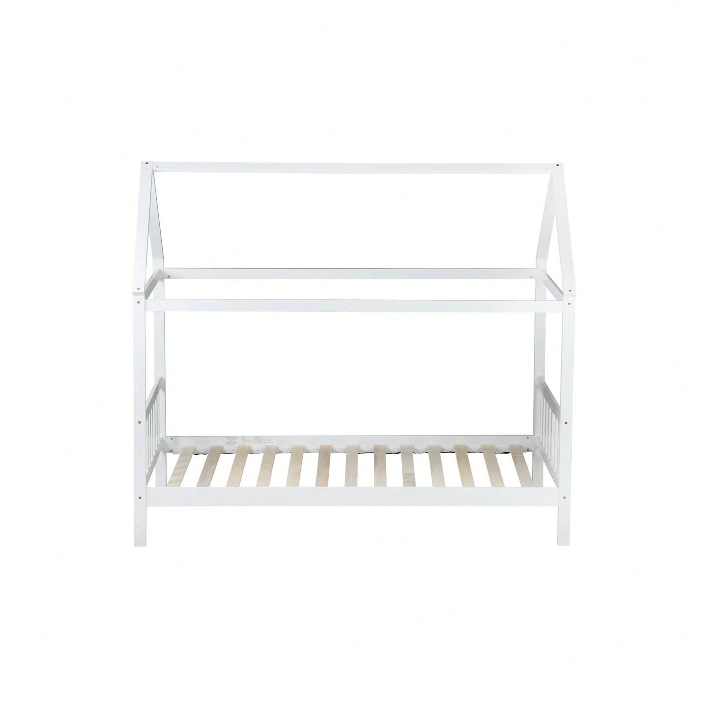 Twin House Bed With Headboard And Footboard In White Rubber Wood Frame