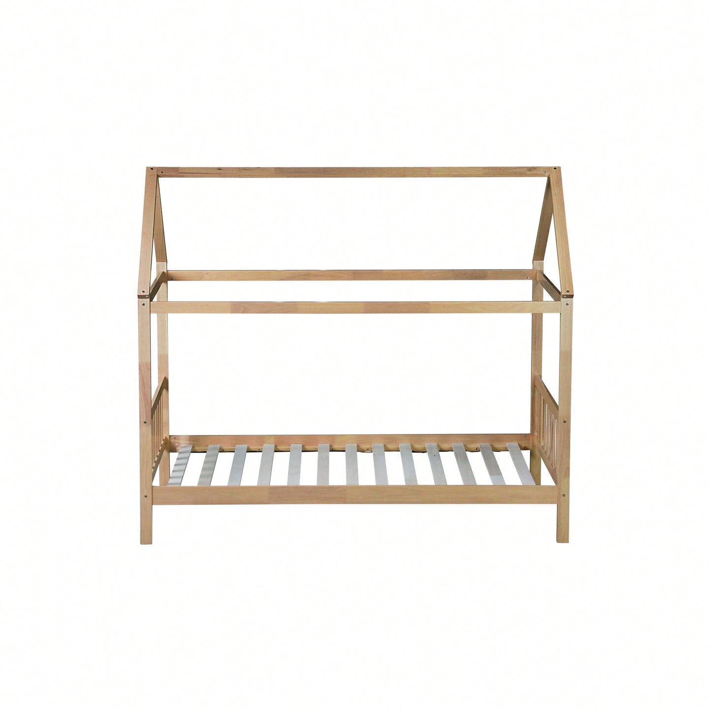 Twin House Bed With Headboard And Footboard In White Rubber Wood Frame