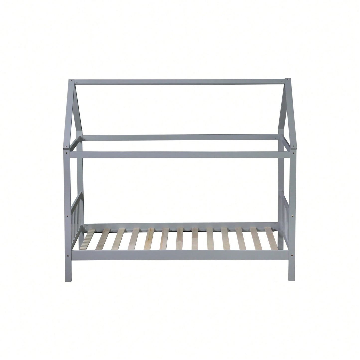 Twin House Bed With Headboard And Footboard In White Rubber Wood Frame