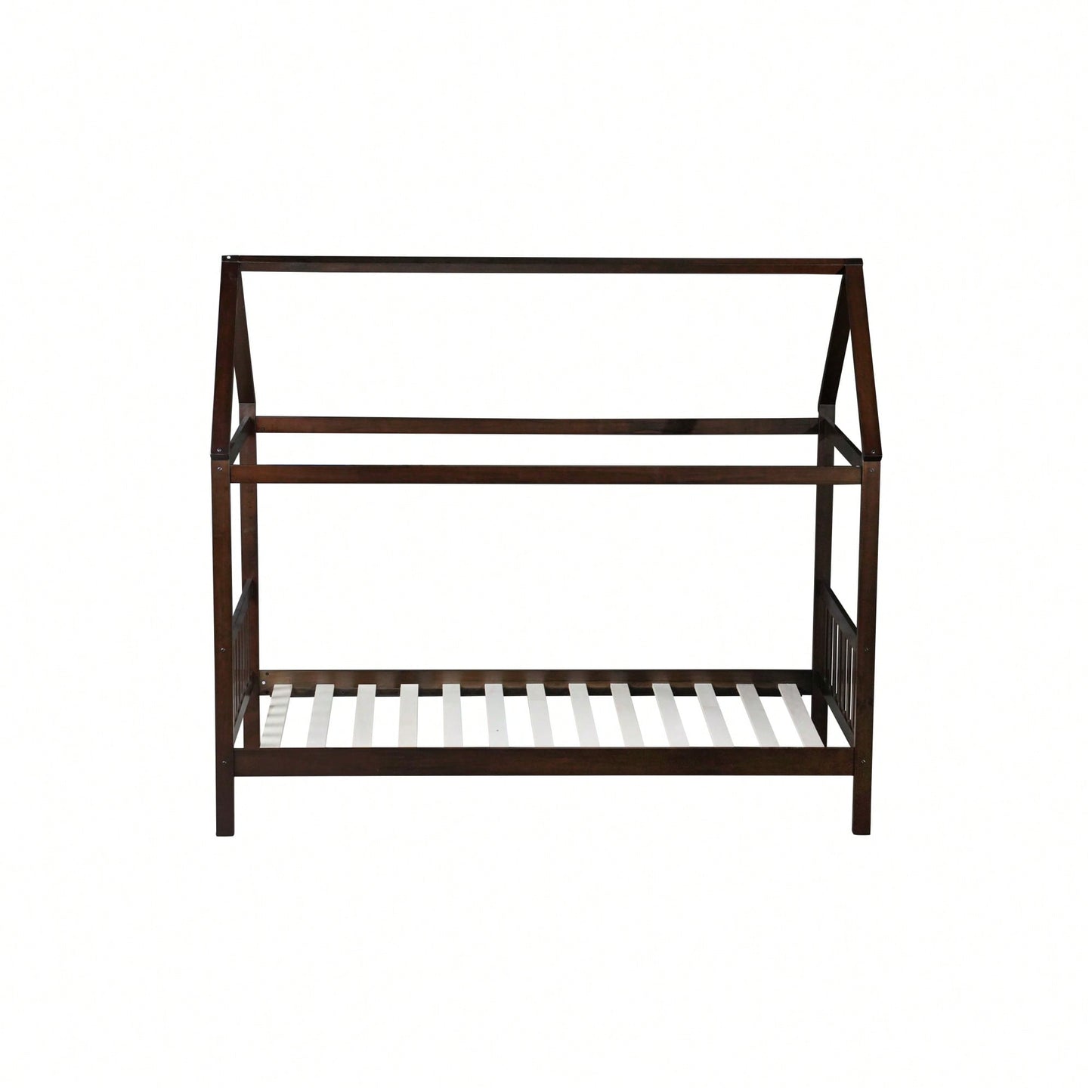 Twin House Bed With Headboard And Footboard In White Rubber Wood Frame