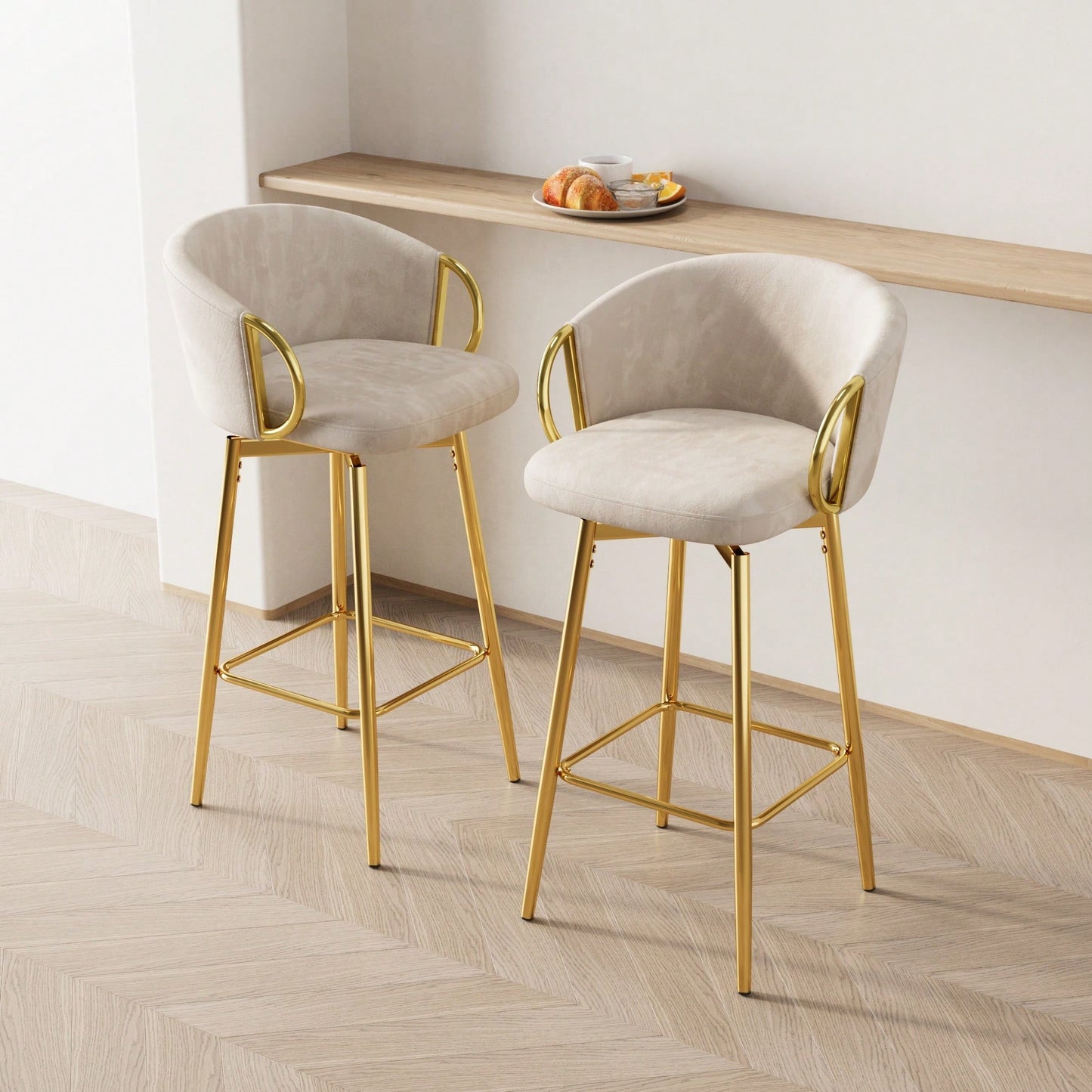 Set Of 2 Modern High Bar Chairs Comfortable Stools For Kitchen Counter Dining Restaurant Grey