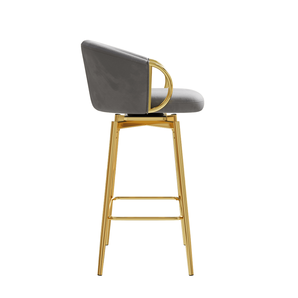 Set Of 2 Modern High Bar Chairs Comfortable Stools For Kitchen Counter Dining Restaurant Grey