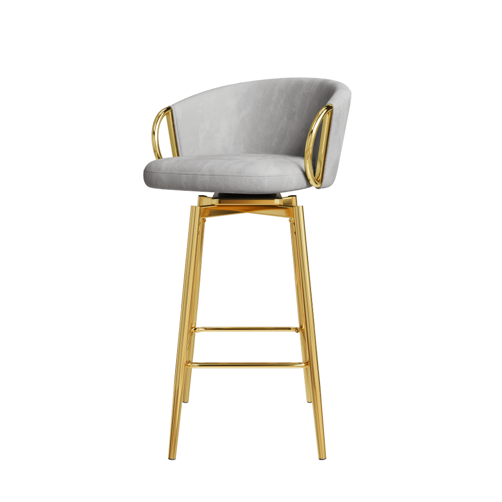 Set Of 2 Modern High Bar Chairs Comfortable Stools For Kitchen Counter Dining Restaurant Grey