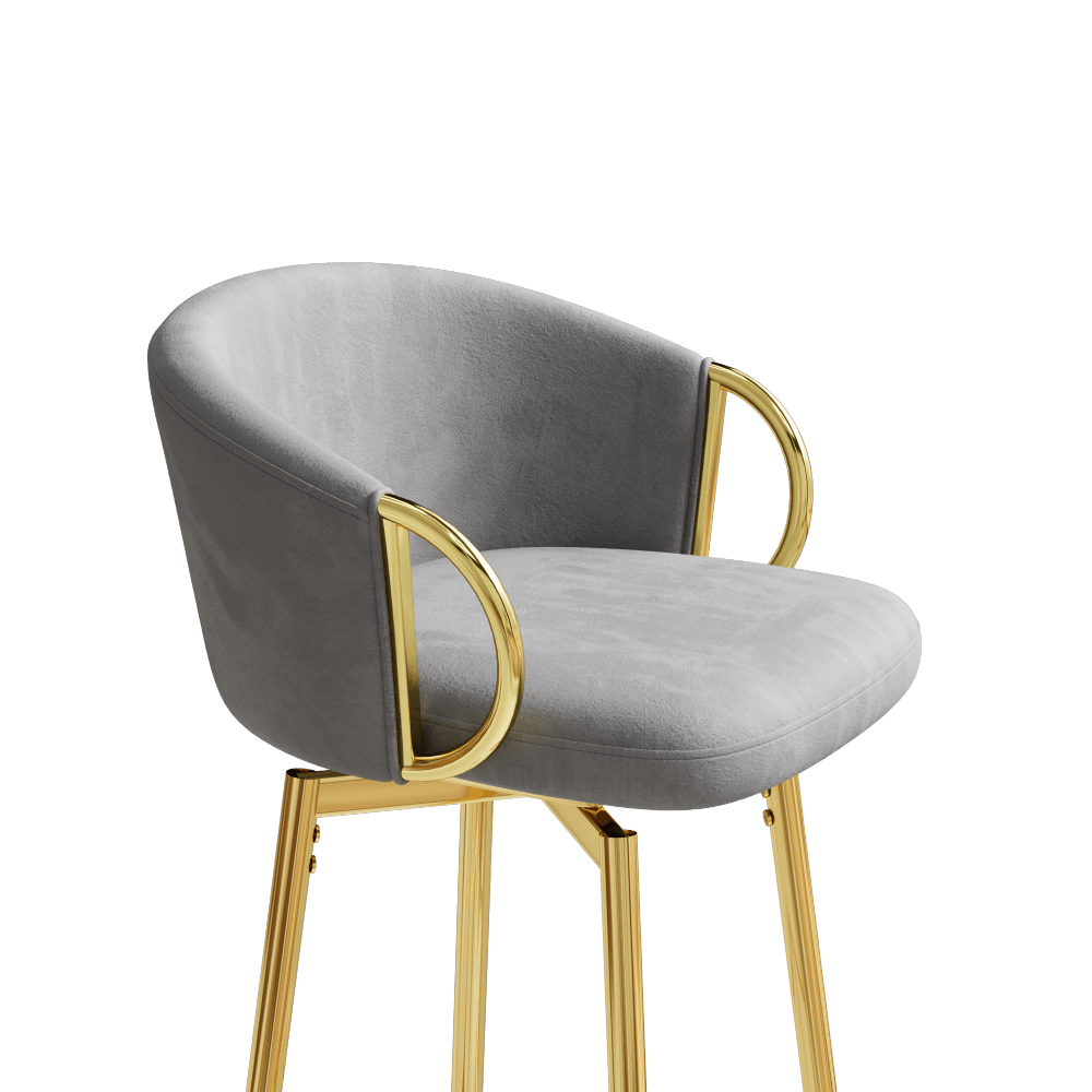 Set Of 2 Modern High Bar Chairs Comfortable Stools For Kitchen Counter Dining Restaurant Grey