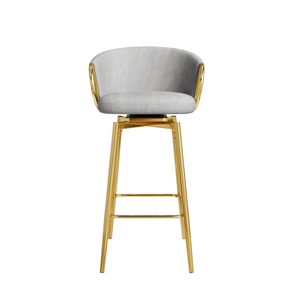 Set Of 2 Modern High Bar Chairs Comfortable Stools For Kitchen Counter Dining Restaurant Grey