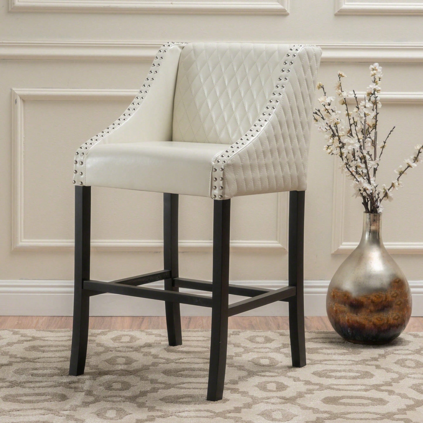 Modern Industrial Style Barstool With Comfortable Cushion And Sleek Metal Frame