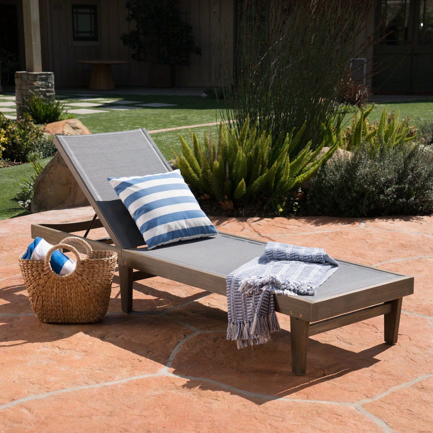 Mesh Outdoor Chaise Lounge For Relaxation And Comfort White