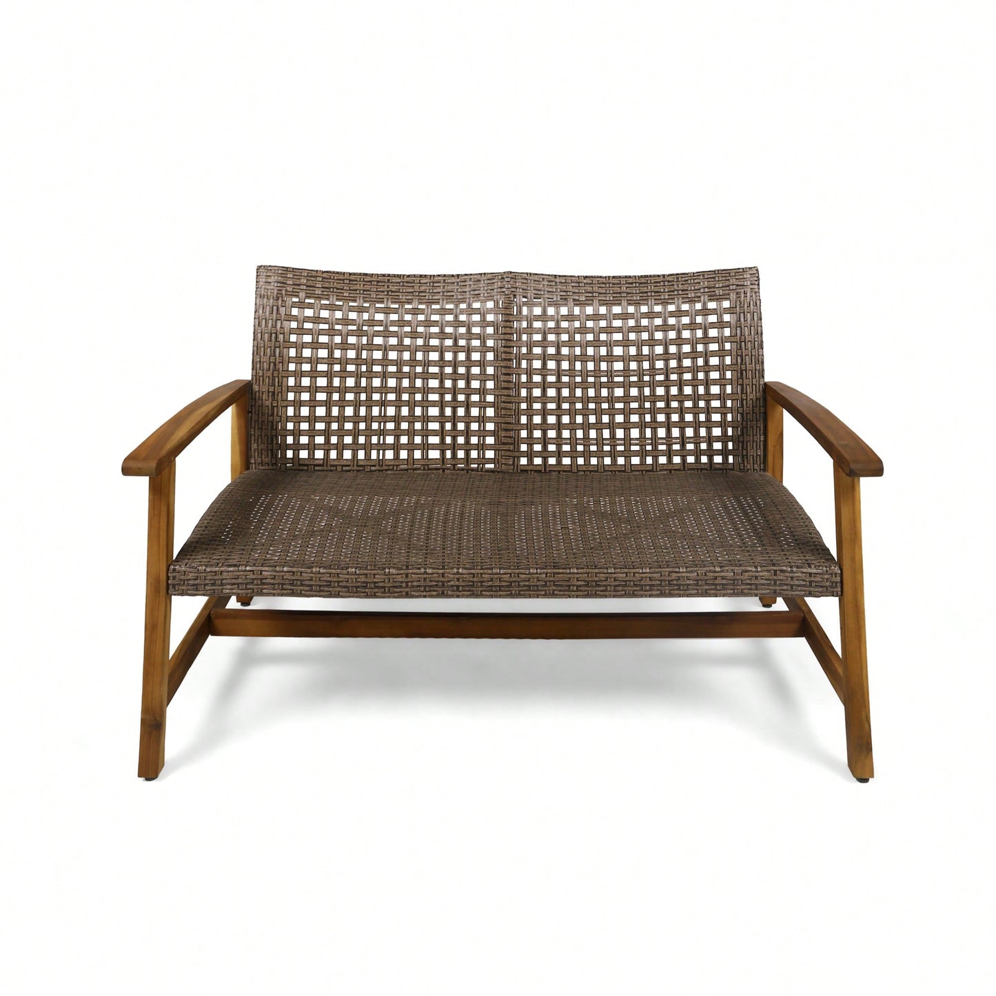 Cozy Outdoor Wicker Loveseat With Plush Cushions For Relaxing Patio Seating