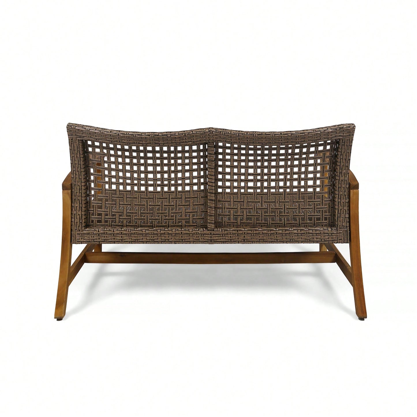Cozy Outdoor Wicker Loveseat With Plush Cushions For Relaxing Patio Seating