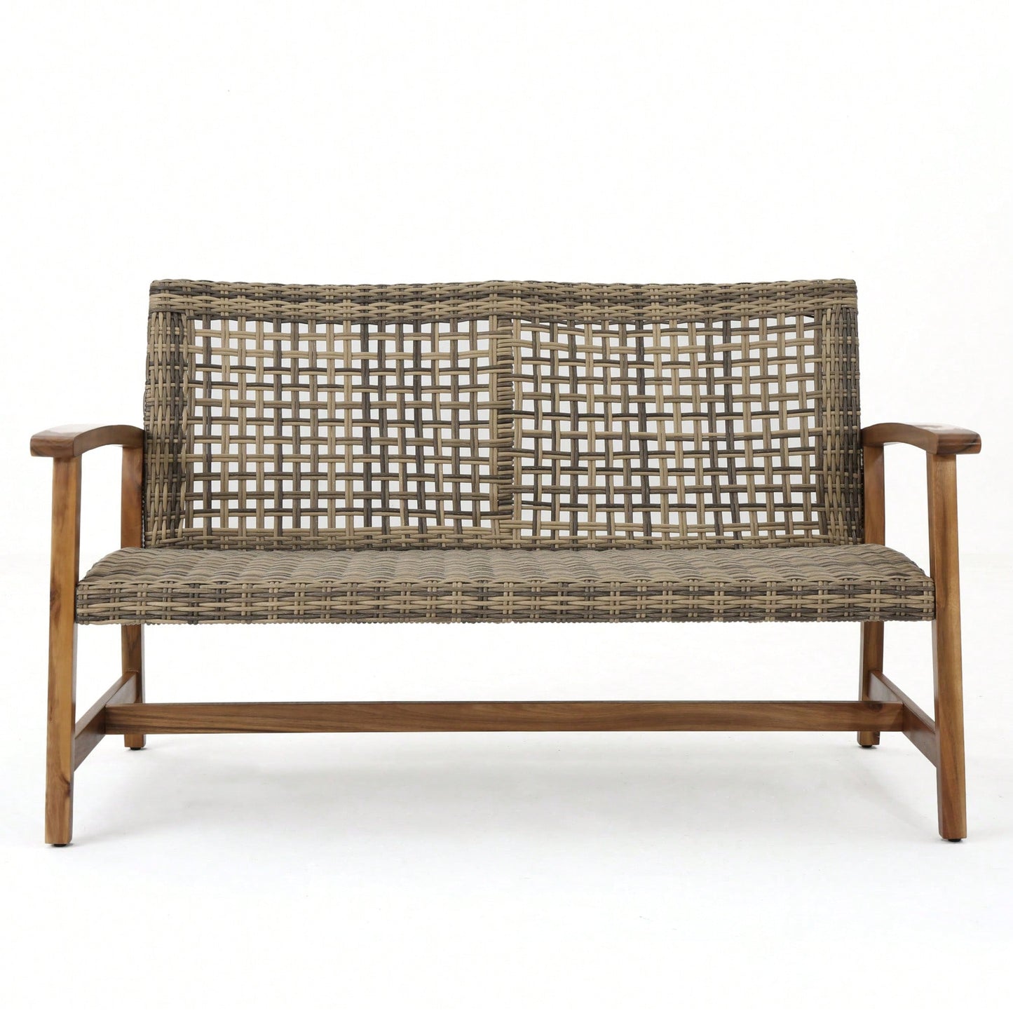 Cozy Outdoor Wicker Loveseat With Plush Cushions For Relaxing Patio Seating