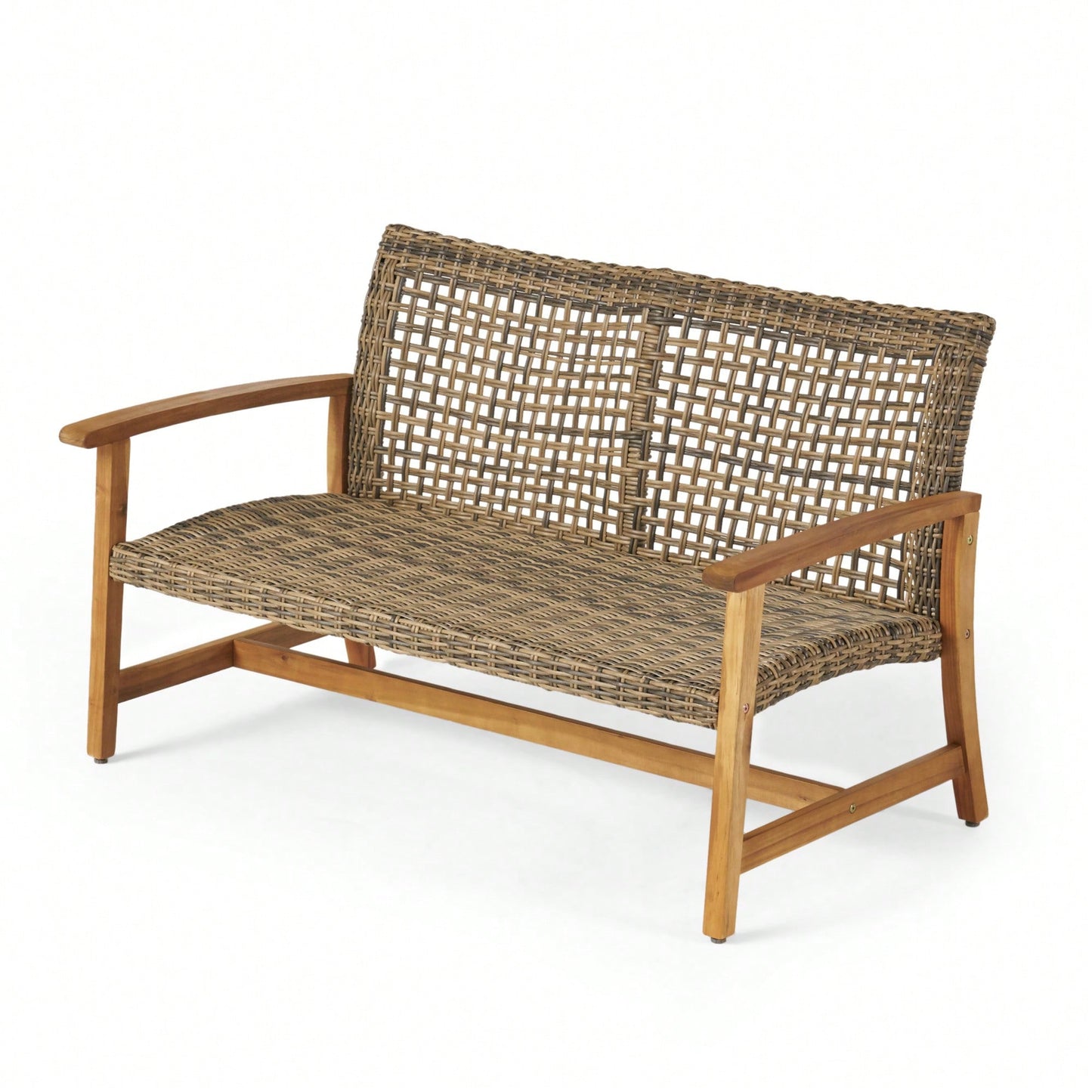 Cozy Outdoor Wicker Loveseat With Plush Cushions For Relaxing Patio Seating