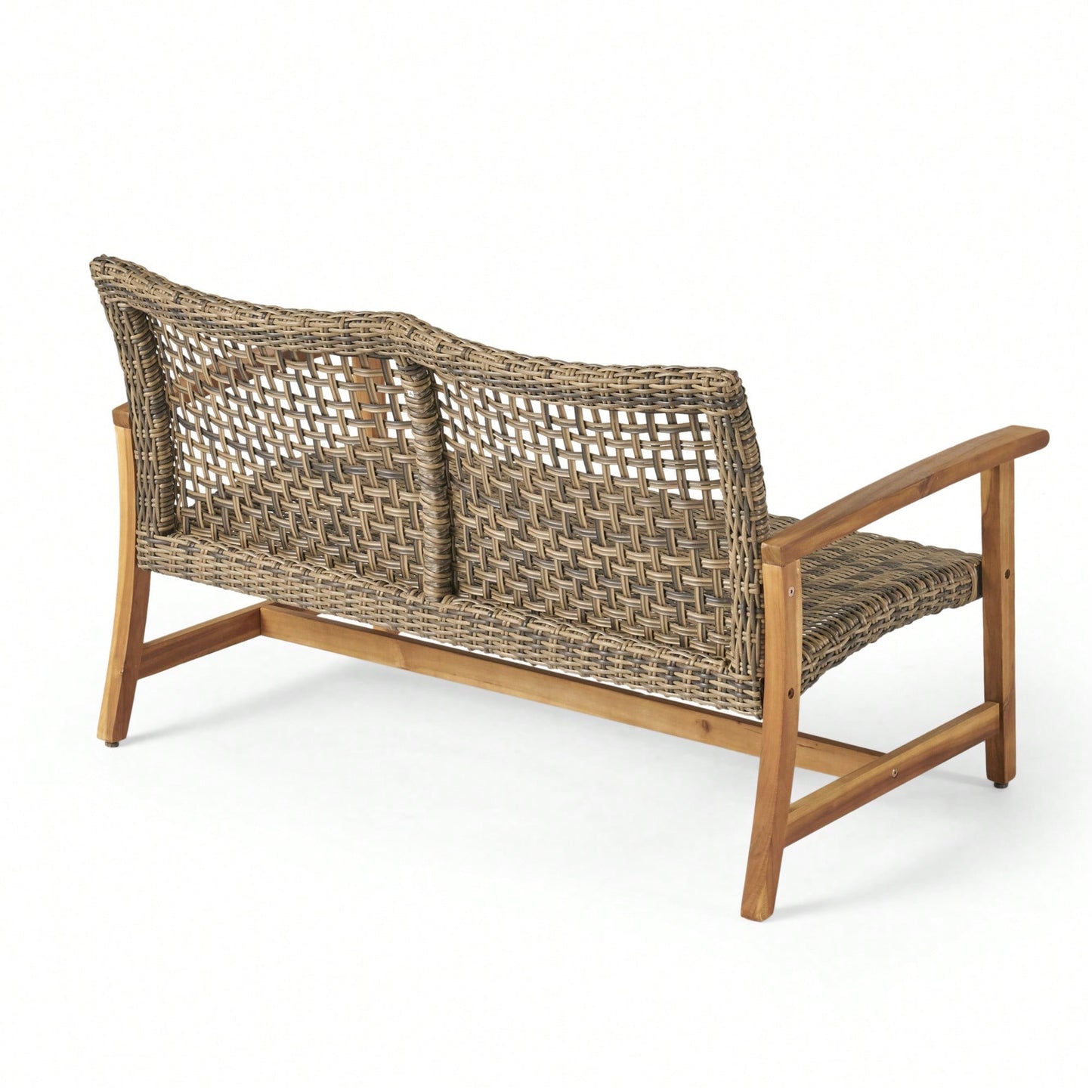 Cozy Outdoor Wicker Loveseat With Plush Cushions For Relaxing Patio Seating