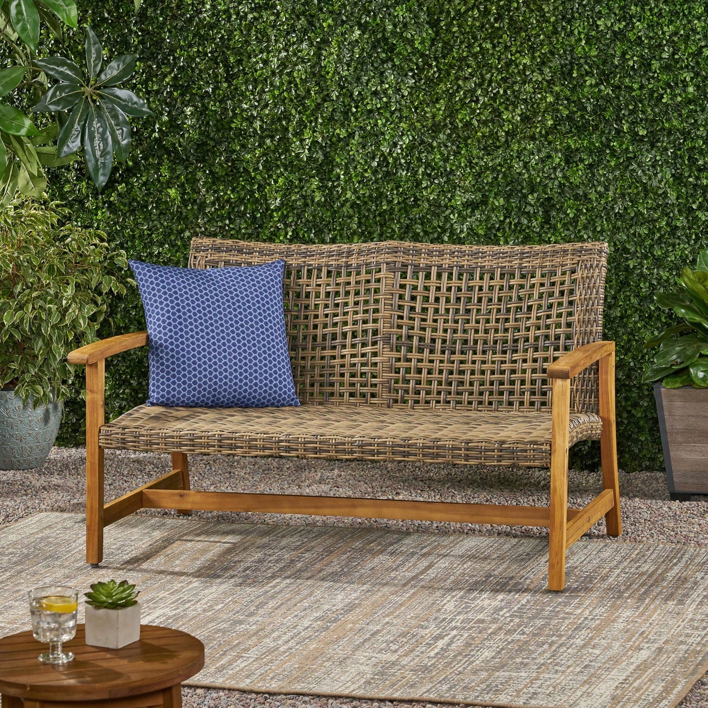 Cozy Outdoor Wicker Loveseat With Plush Cushions For Relaxing Patio Seating