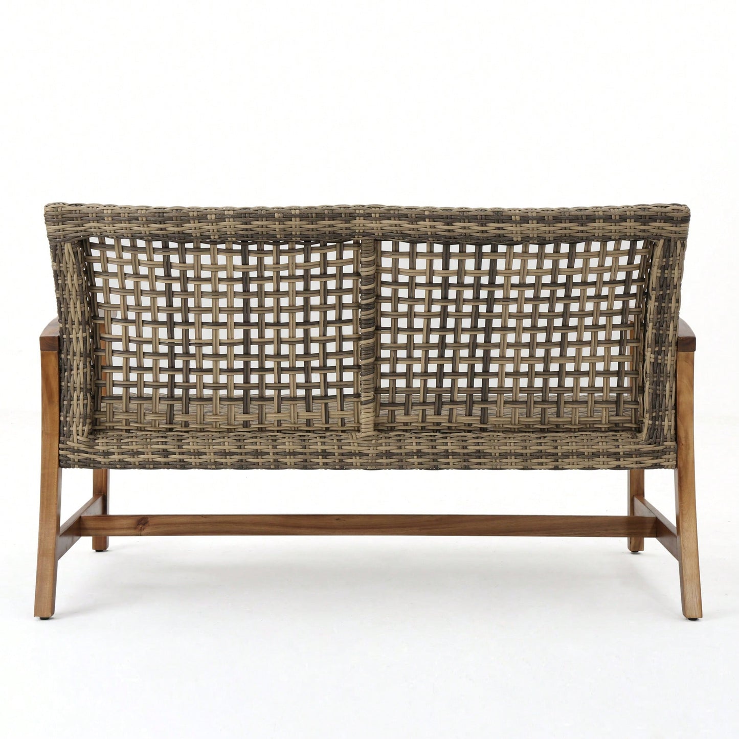 Cozy Outdoor Wicker Loveseat With Plush Cushions For Relaxing Patio Seating