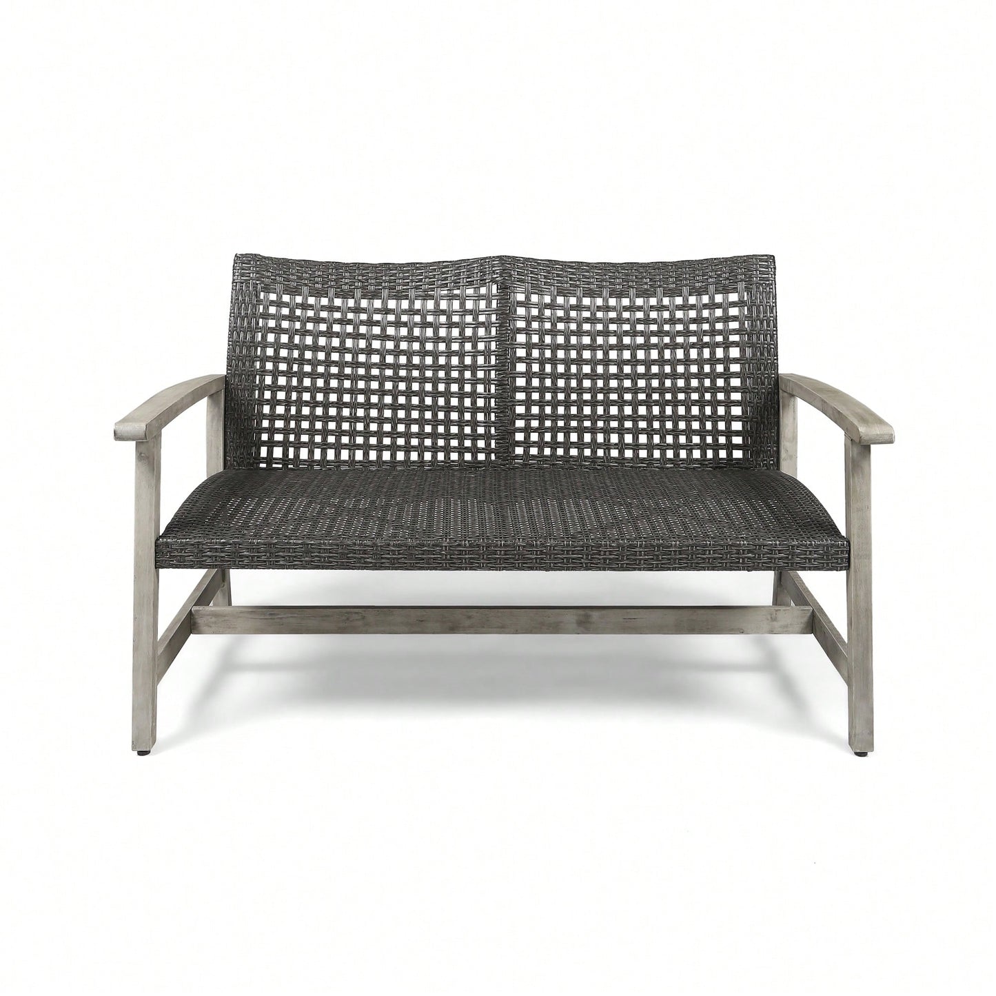 Cozy Outdoor Wicker Loveseat With Plush Cushions For Relaxing Patio Seating