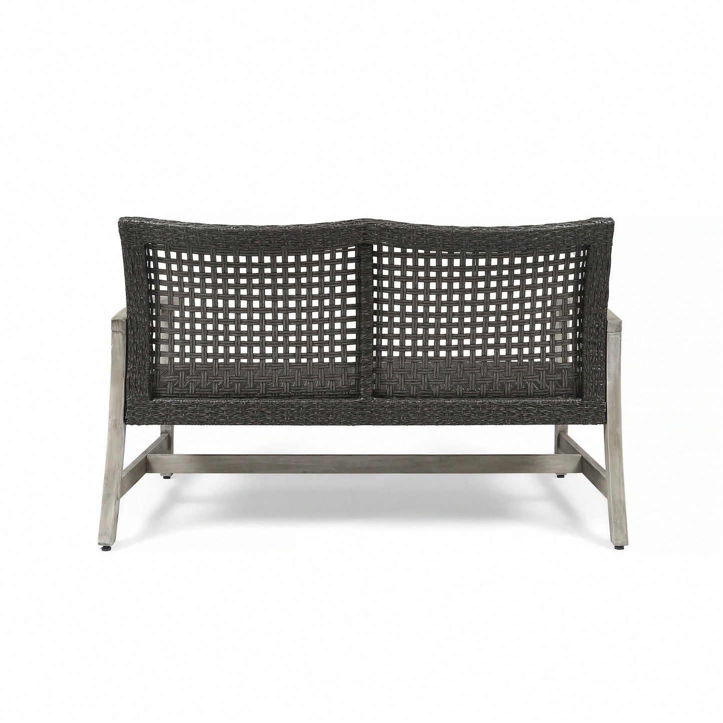 Cozy Outdoor Wicker Loveseat With Plush Cushions For Relaxing Patio Seating