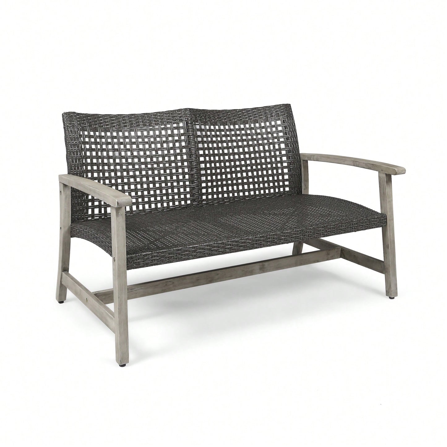 Cozy Outdoor Wicker Loveseat With Plush Cushions For Relaxing Patio Seating
