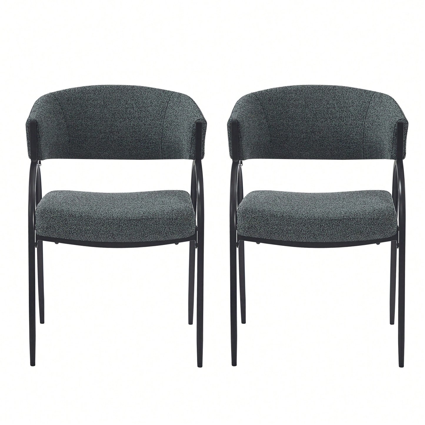 Upholstered Dining Chairs With Metal Legs Set Of 2 Modern Design For Home Or Restaurant Dark Green