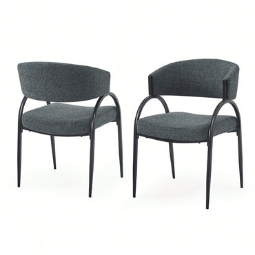 Upholstered Dining Chairs With Metal Legs Set Of 2 Modern Design For Home Or Restaurant Dark Green
