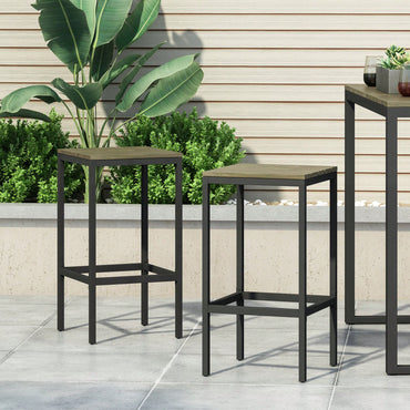 Set Of 2 Ezra Barstool Modern Industrial Design With Acacia Wood And Metal Frame