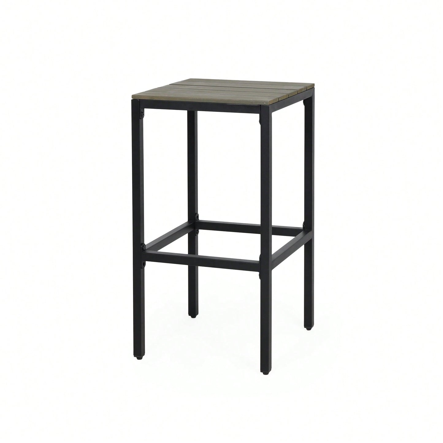 Set Of 2 Ezra Barstool Modern Industrial Design With Acacia Wood And Metal Frame