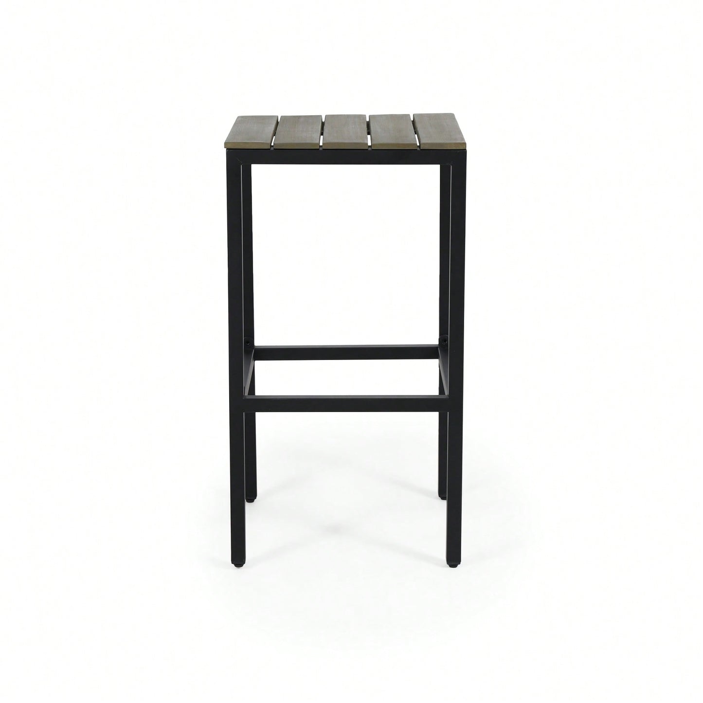 Set Of 2 Ezra Barstool Modern Industrial Design With Acacia Wood And Metal Frame