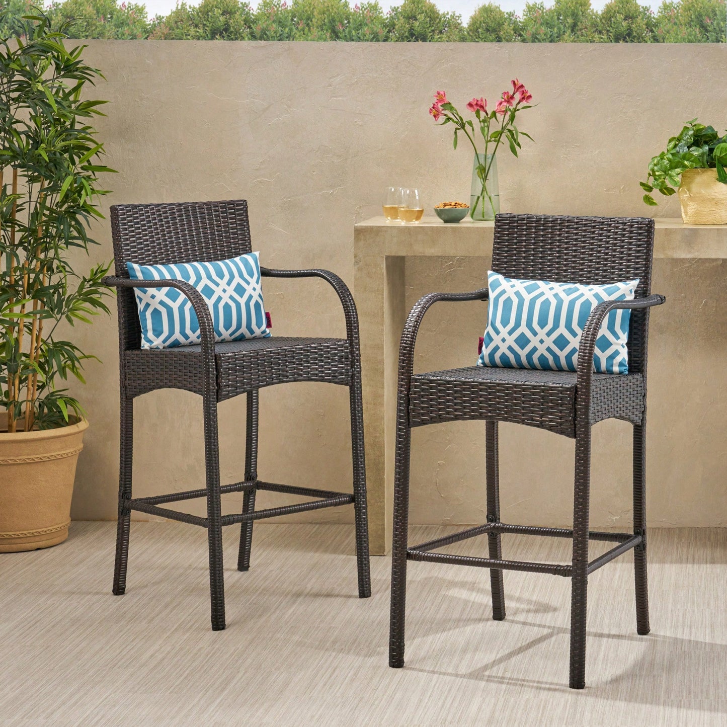 Set Of 2 Stylish Modern Barstool Chair For Dining And Kitchen Spaces