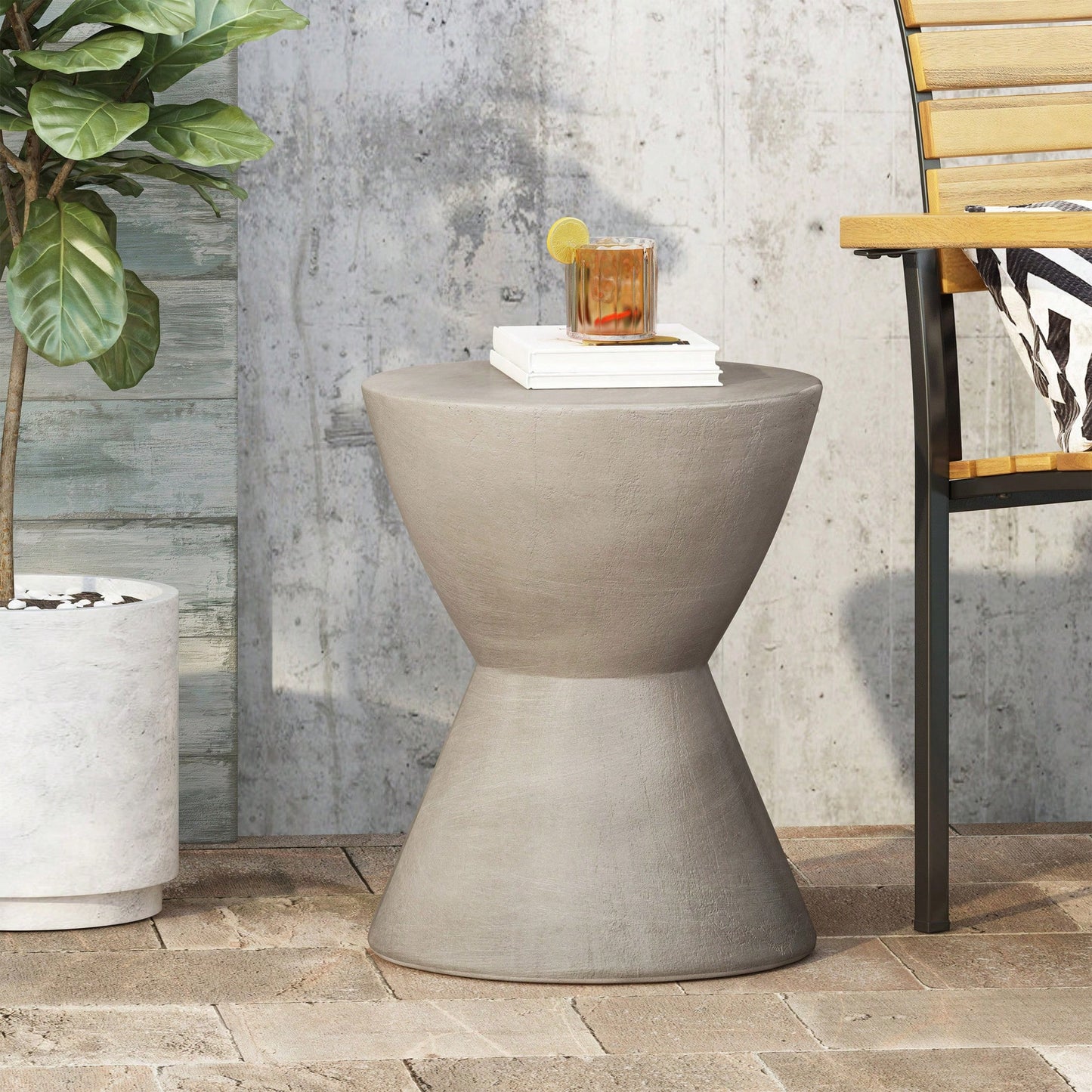 Outdoor MGO Side Table For Patio And Garden Use Light Grey