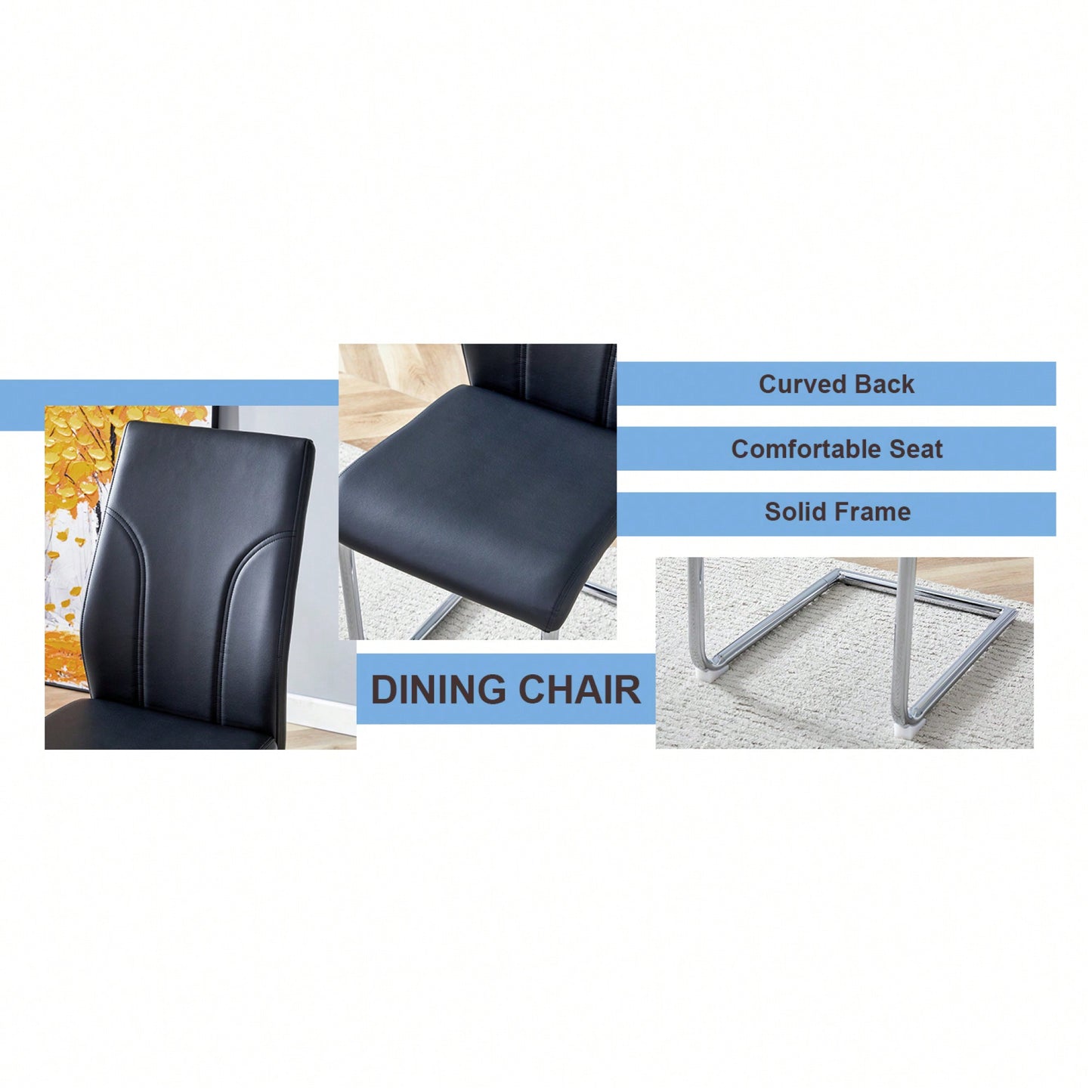 Elegant Set Of 4 White High Back Dining Chairs With PU Upholstery For Restaurants Kitchens And Living Rooms