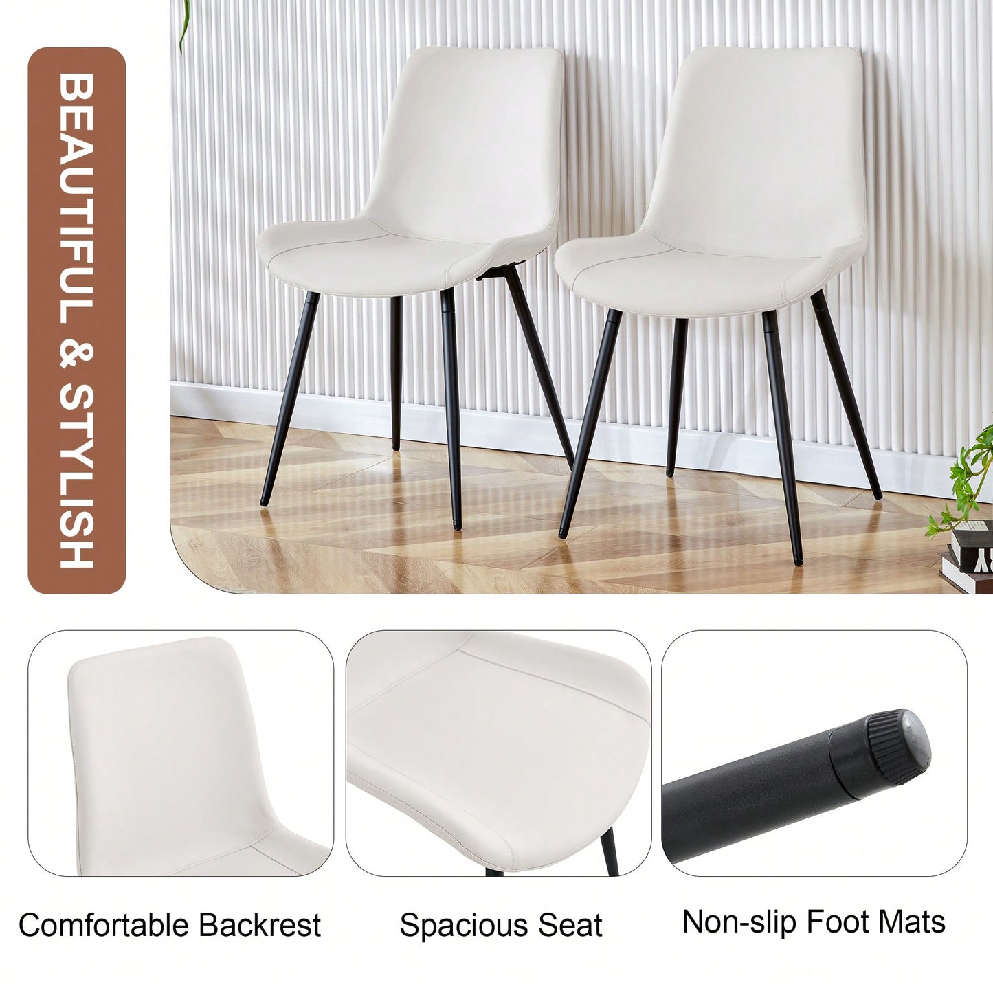 Set Of 6 Curved Black Leather Dining Chairs With Metal Legs For Restaurants Kitchens And Offices