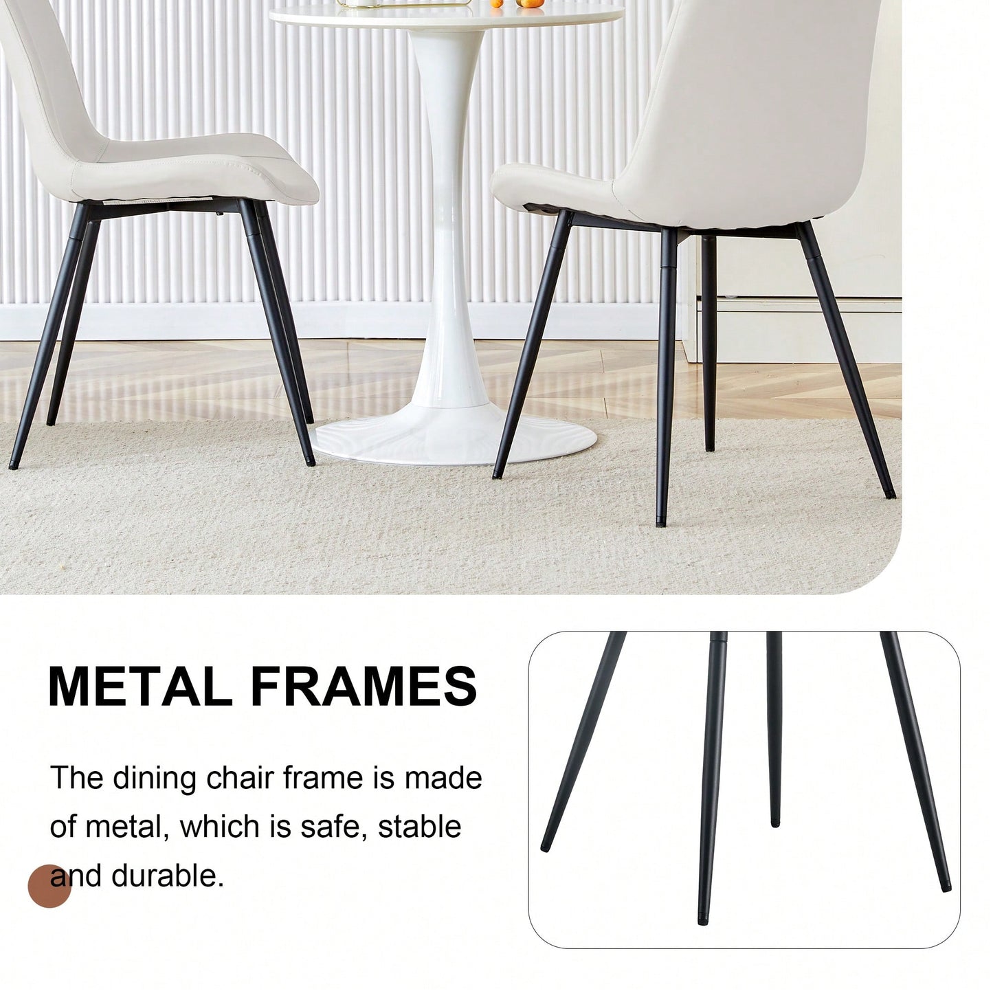 Set Of 6 Curved Black Leather Dining Chairs With Metal Legs For Restaurants Kitchens And Offices