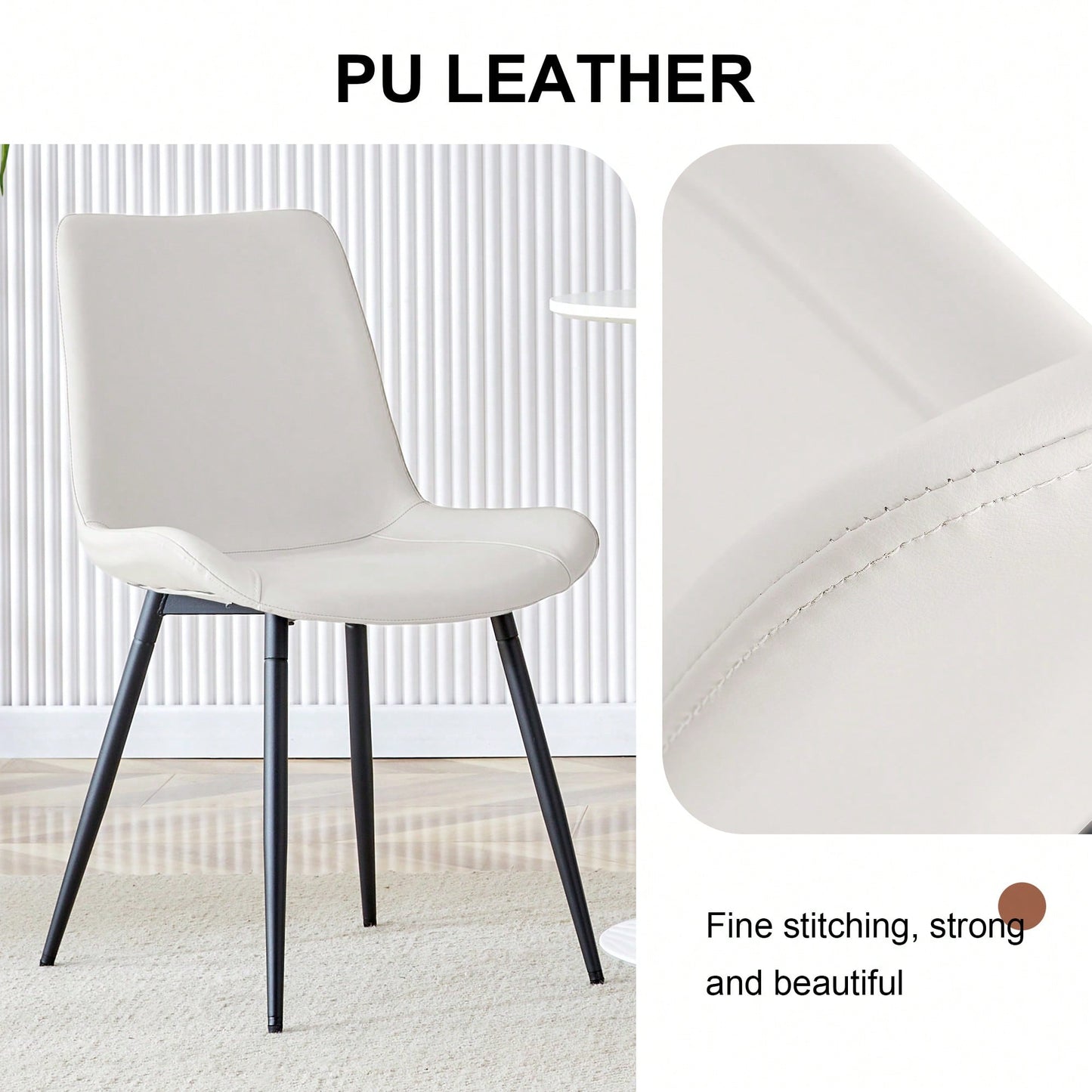 Set Of 6 Curved Black Leather Dining Chairs With Metal Legs For Restaurants Kitchens And Offices