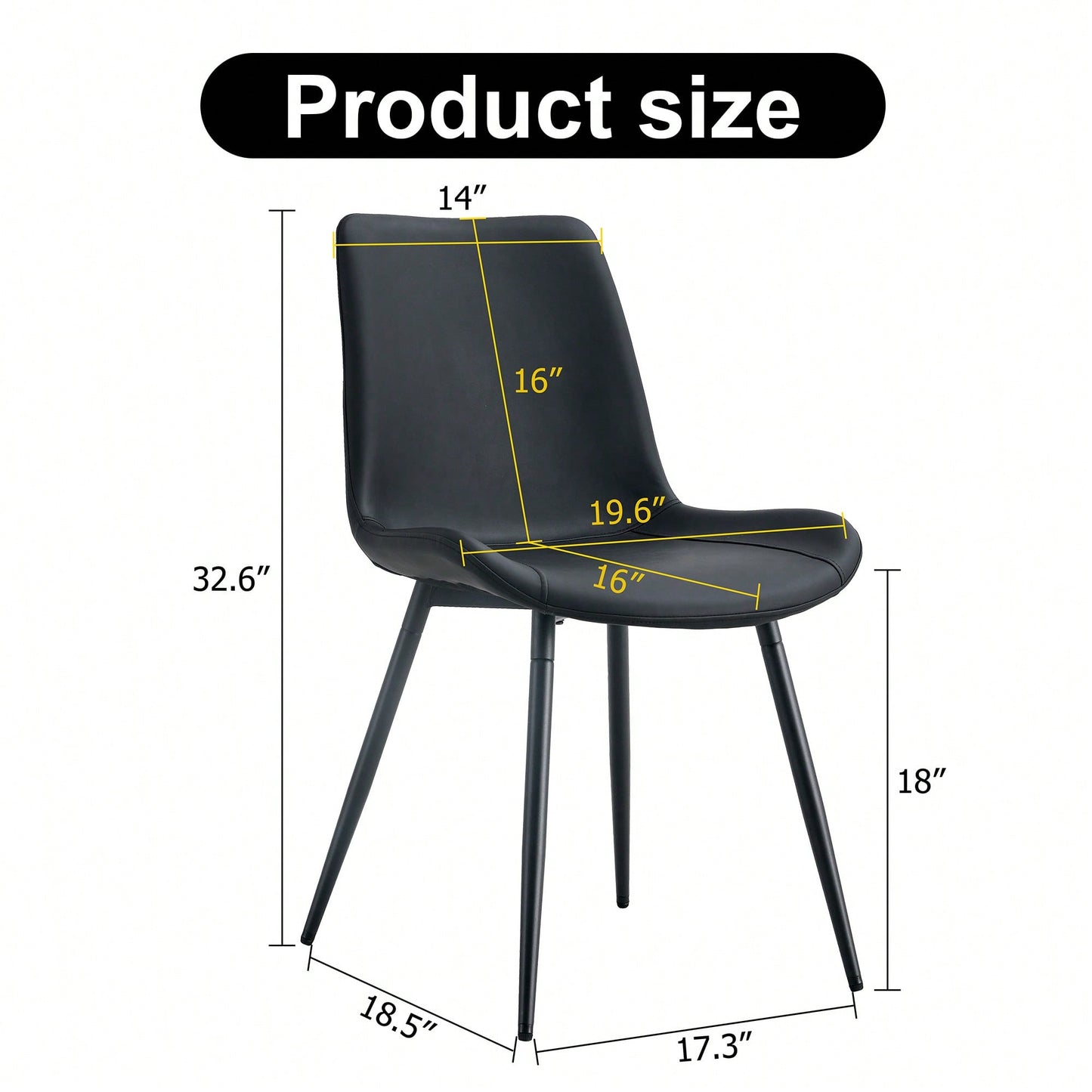 Set Of 6 Curved Black Leather Dining Chairs With Metal Legs For Restaurants Kitchens And Offices
