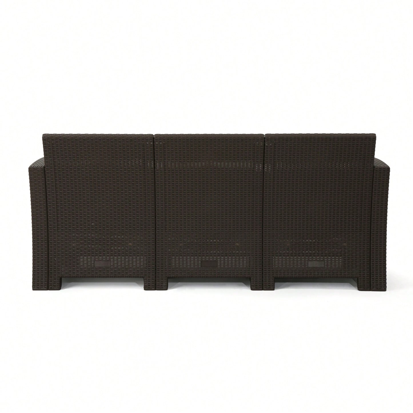 Outdoor 3-Seater Faux Wicker Rattan Sofa With Water Resistant Cushions In Brown And Beige